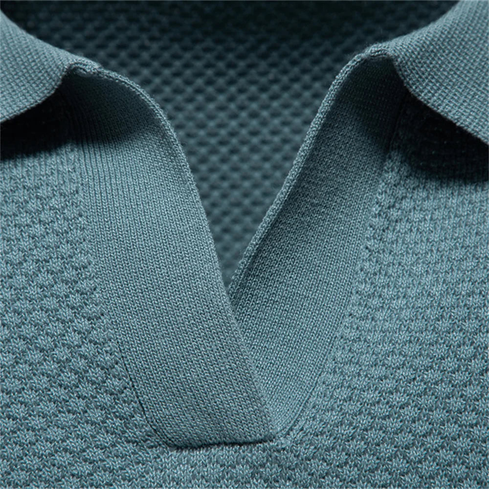 Modern Textured Short Sleeve Polo