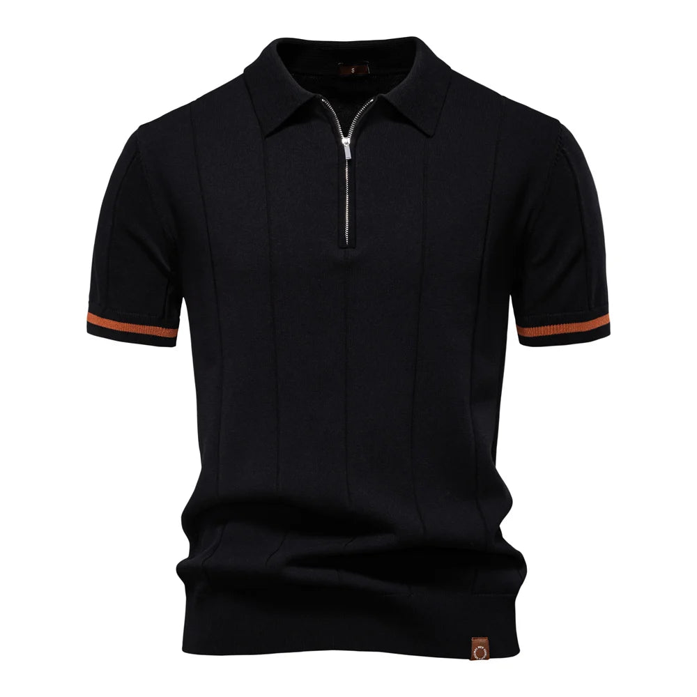 Men’s Ribbed Quarter-Zip Polo Shirt