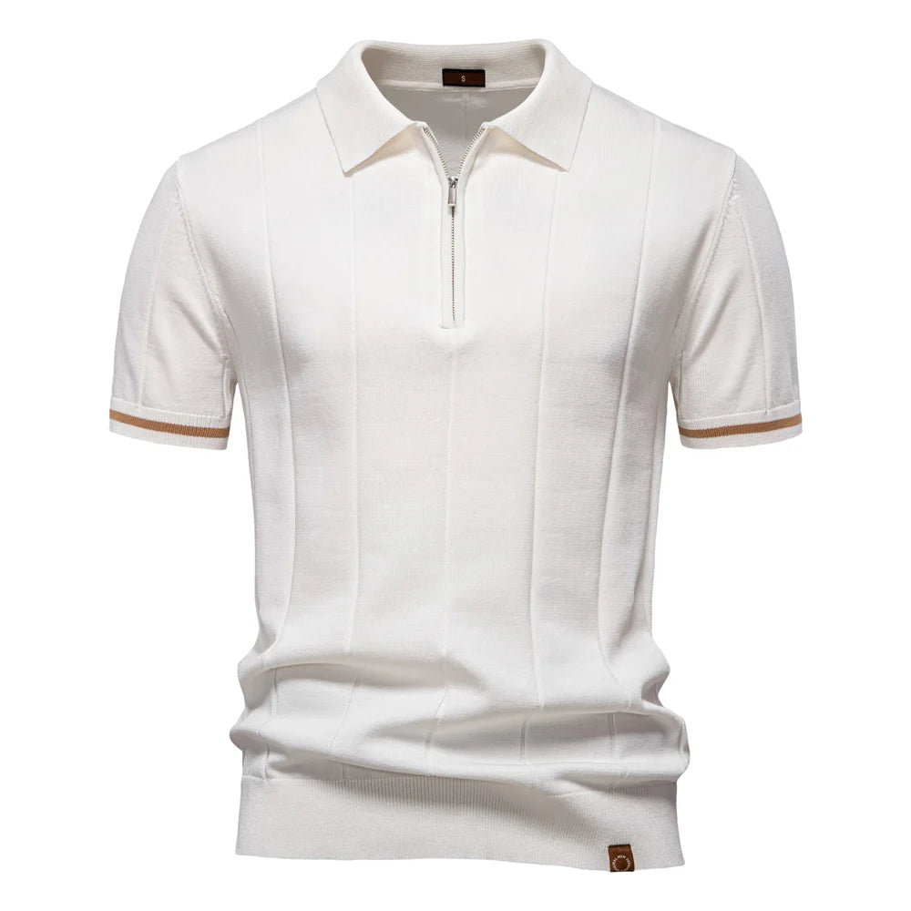 Men’s Ribbed Quarter-Zip Polo Shirt