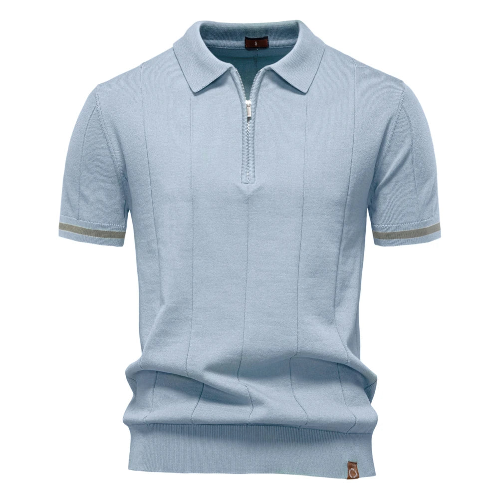 Men’s Ribbed Quarter-Zip Polo Shirt