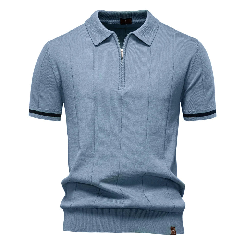 Men’s Ribbed Quarter-Zip Polo Shirt
