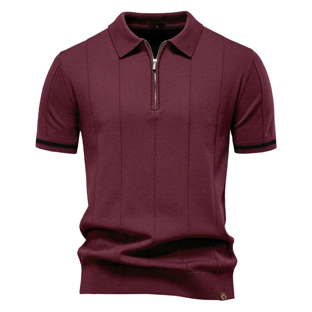 Men’s Ribbed Quarter-Zip Polo Shirt