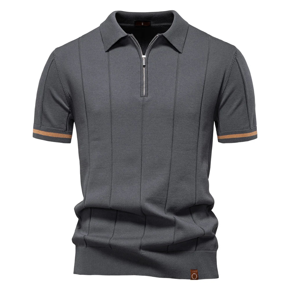 Men’s Ribbed Quarter-Zip Polo Shirt