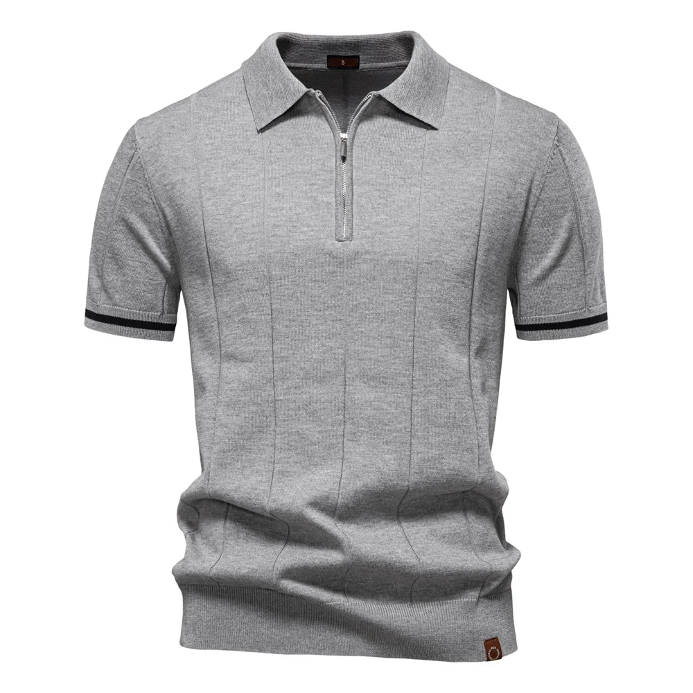 Men’s Ribbed Quarter-Zip Polo Shirt