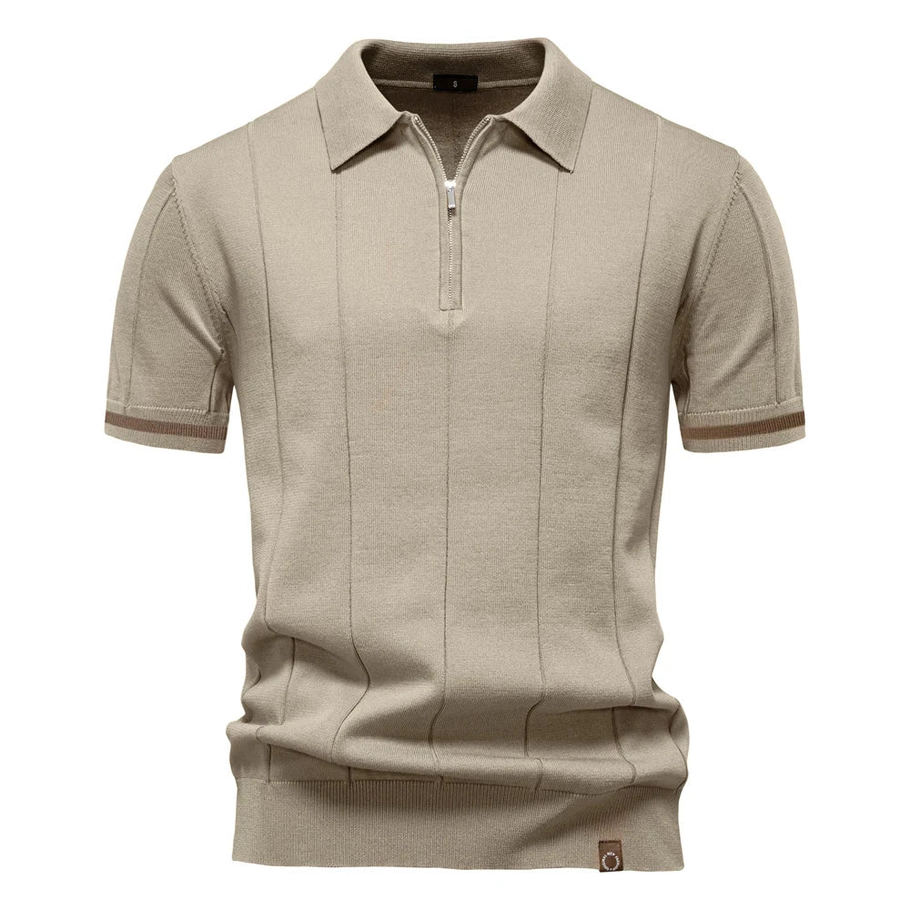 Men’s Ribbed Quarter-Zip Polo Shirt