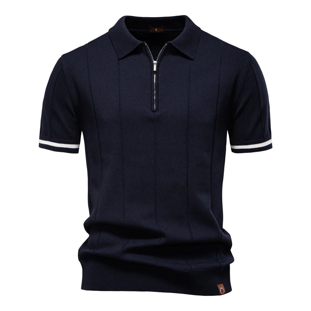 Men’s Ribbed Quarter-Zip Polo Shirt