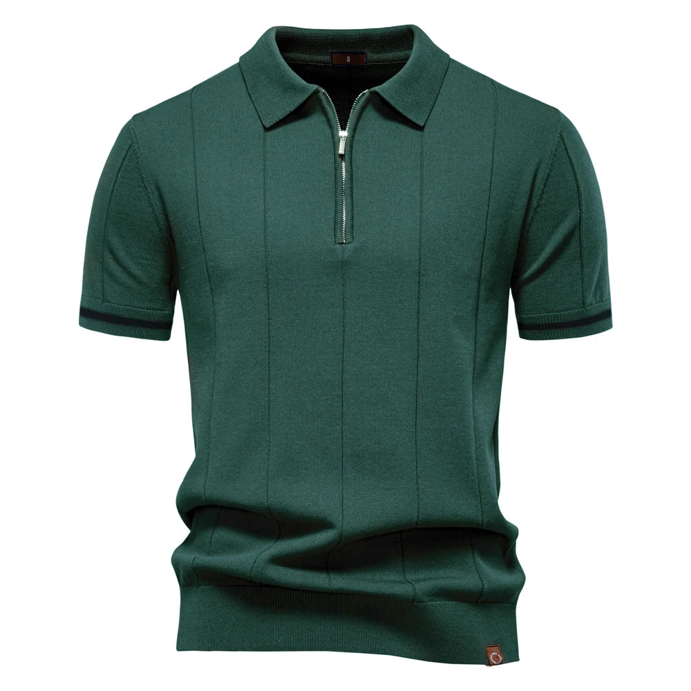 Men’s Ribbed Quarter-Zip Polo Shirt