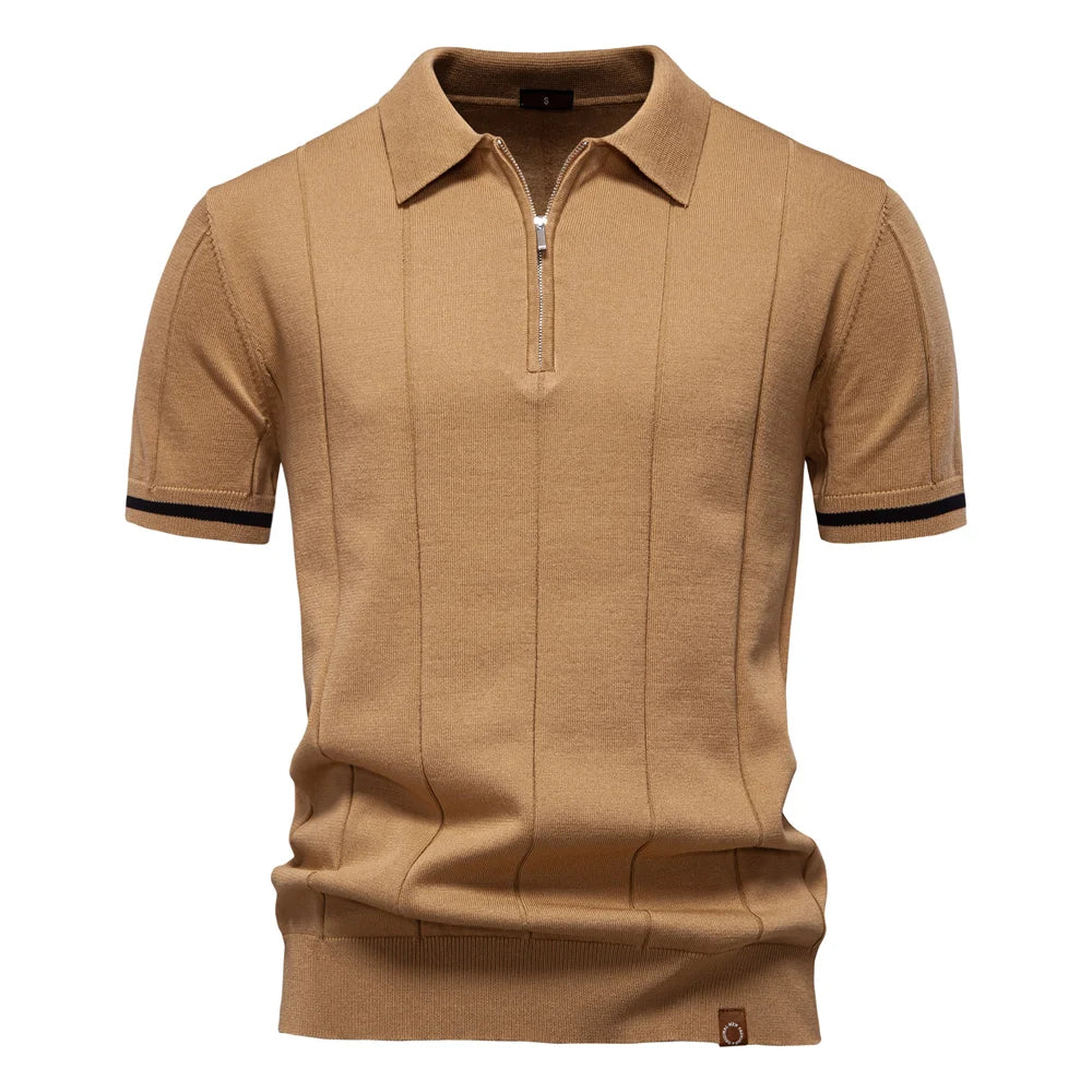 Men’s Ribbed Quarter-Zip Polo Shirt
